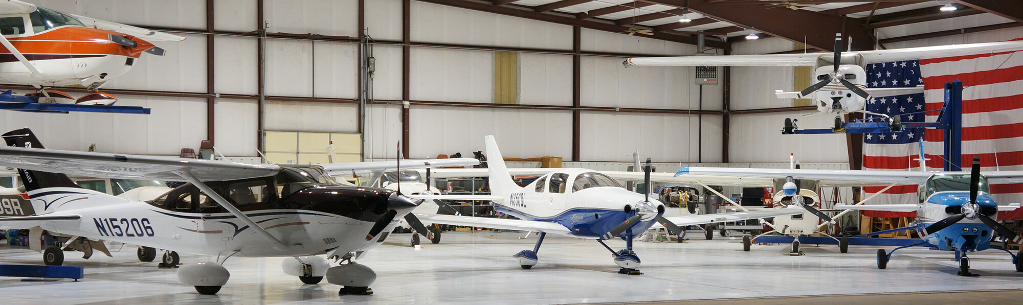 Hanger with aircraft on display